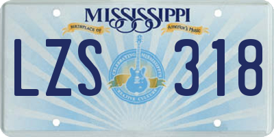 MS license plate LZS318
