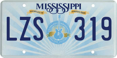 MS license plate LZS319