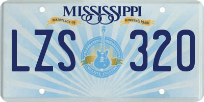 MS license plate LZS320