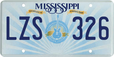 MS license plate LZS326