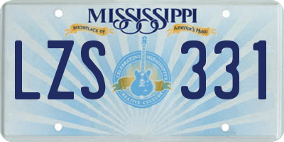 MS license plate LZS331