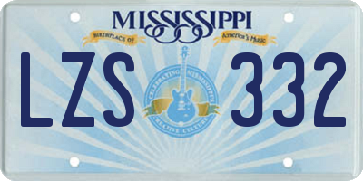 MS license plate LZS332