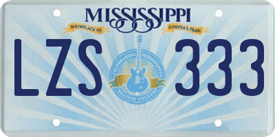 MS license plate LZS333