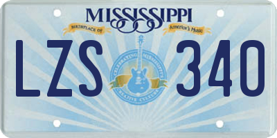 MS license plate LZS340