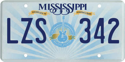 MS license plate LZS342