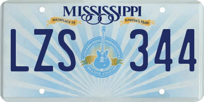 MS license plate LZS344