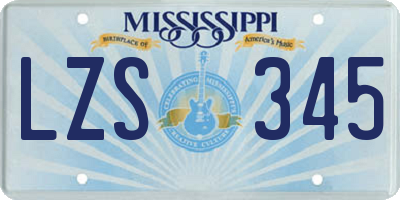 MS license plate LZS345
