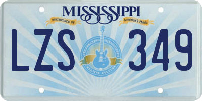 MS license plate LZS349