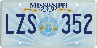MS license plate LZS352