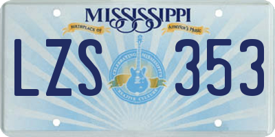 MS license plate LZS353