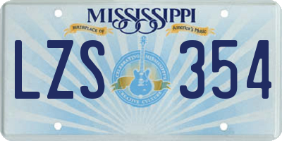 MS license plate LZS354
