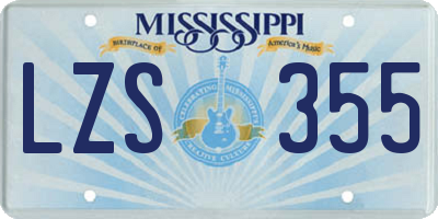 MS license plate LZS355