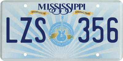 MS license plate LZS356