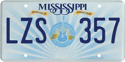 MS license plate LZS357