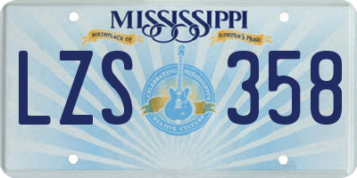 MS license plate LZS358
