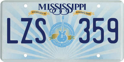 MS license plate LZS359