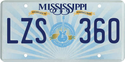 MS license plate LZS360