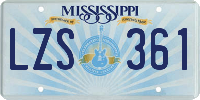 MS license plate LZS361