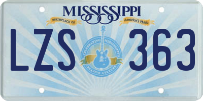 MS license plate LZS363