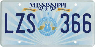 MS license plate LZS366