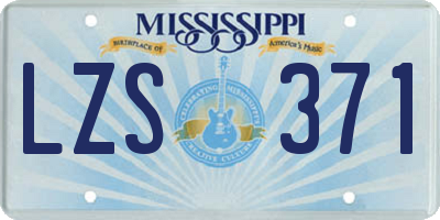 MS license plate LZS371
