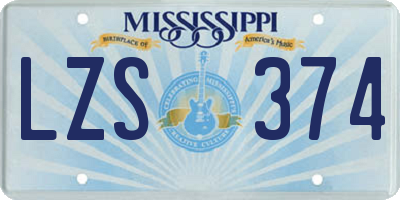 MS license plate LZS374