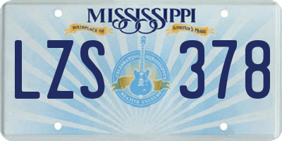 MS license plate LZS378