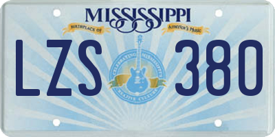 MS license plate LZS380
