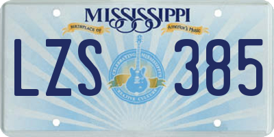 MS license plate LZS385