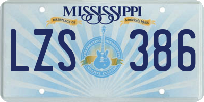 MS license plate LZS386