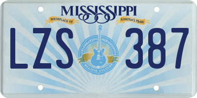 MS license plate LZS387