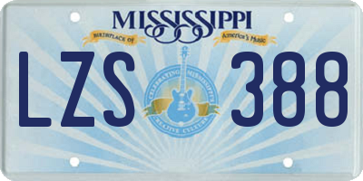 MS license plate LZS388