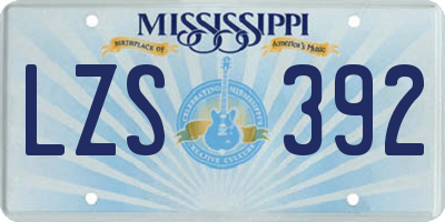 MS license plate LZS392