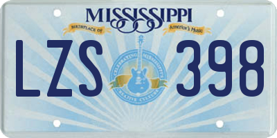MS license plate LZS398