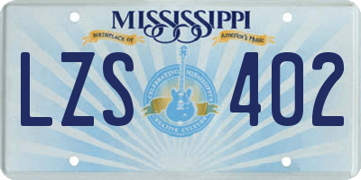 MS license plate LZS402