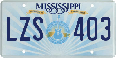 MS license plate LZS403