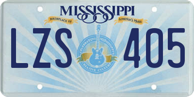 MS license plate LZS405