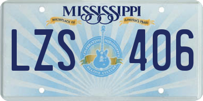 MS license plate LZS406