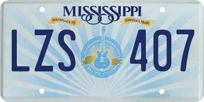 MS license plate LZS407