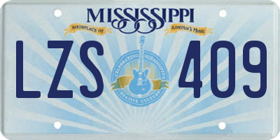 MS license plate LZS409