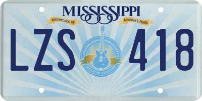 MS license plate LZS418