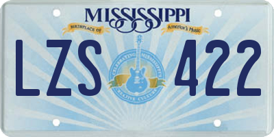 MS license plate LZS422