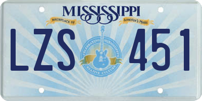 MS license plate LZS451