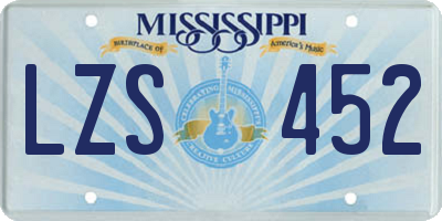 MS license plate LZS452