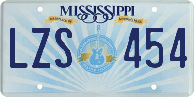 MS license plate LZS454