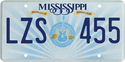MS license plate LZS455