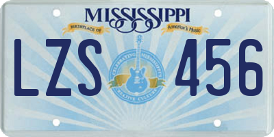 MS license plate LZS456