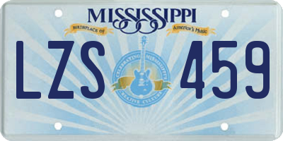 MS license plate LZS459