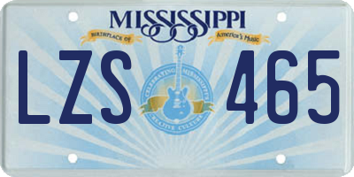 MS license plate LZS465