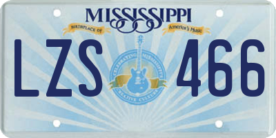 MS license plate LZS466